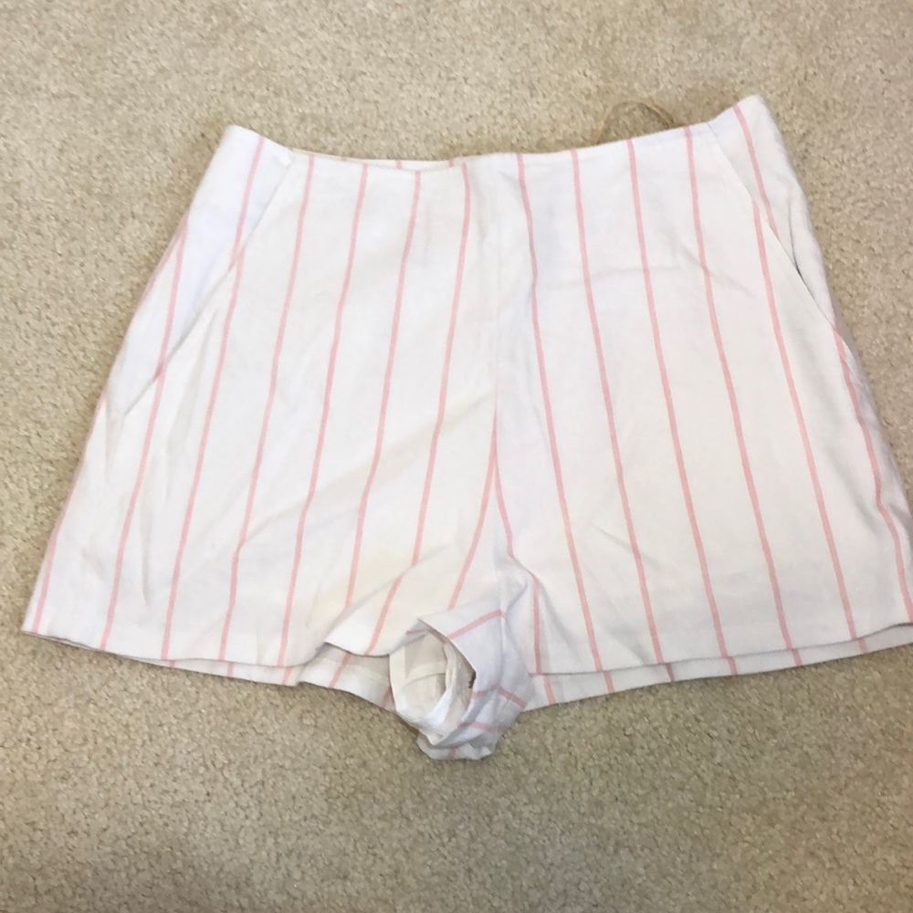 White Linen High Waist Shorts